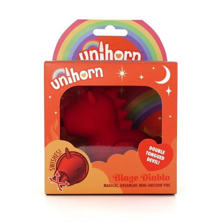 Вибратор Unihorn - Blaze Diablo со стимуляцией язычком, красный