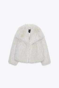 ZARA ШУБА ИЗ ИСКУССТВЕННОГО МЕХА — ZW COLLECTION, ЭКРЮ
