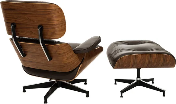 Кресло с оттоманкой Eames Lounge Premium, коричневая кожа