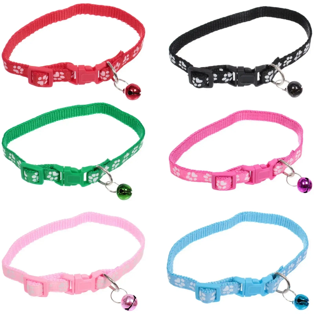 Ошейник с колокольчиком 1*19-32см «Zoo City-Лапки» микс цветов (минивложение 12шт)✦