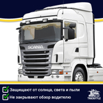 Ламбрекен с косынками двусторонние SCANIA (экокожа, бежевый, золотые кисточки)