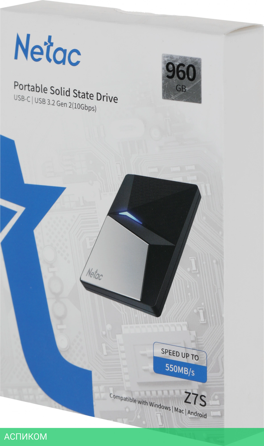 Внешний накопитель Netac External 960Gb Z7S (NT01Z7S-960G-32BK)