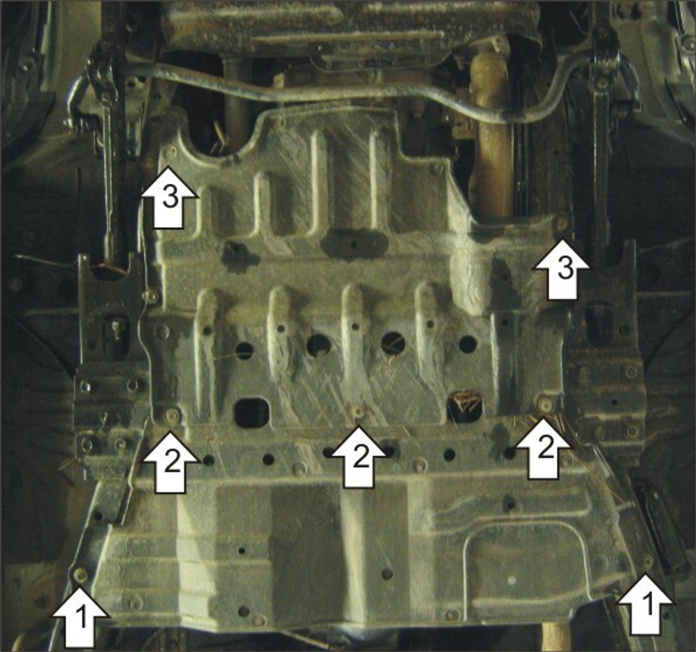 Защита КПП, Разд. коробки. 2 мм, Сталь. для Nissan Patrol 2003-2009 MOTODOR.01422