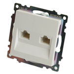 Розетка компьютерная 2-местная RJ-45 (механизм) STEKKER GLS00-7109-01 , серия Катрин, белый 50003