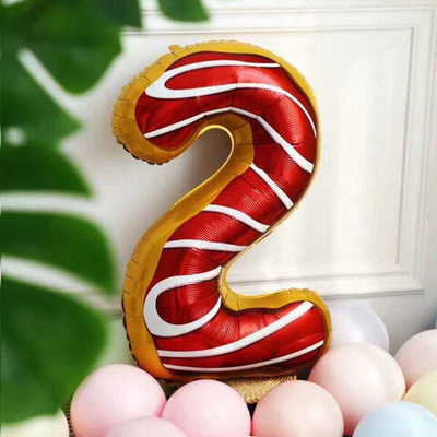 Шар фольгированный "Цифра 2" 81см (сладкий пончик)