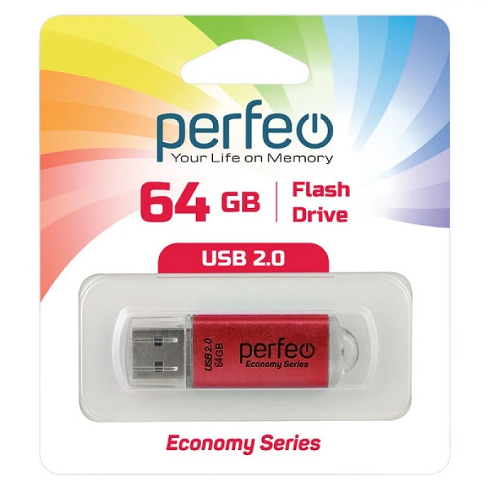 Память USB Flash Perfeo E01 64 Gb, красный