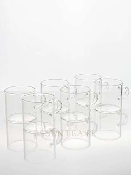 Чашка стеклянная с ручкой (Цена за 1 штуку) - 6 штук в наборе