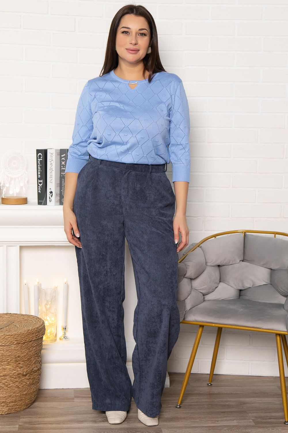 Брюки вельветовые Брауни (синие) Б14901-25М LT Collection