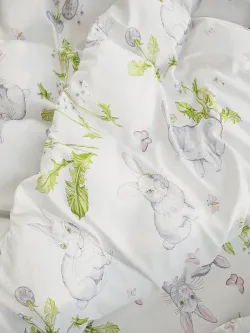 Наволочка комплект 2шт поплин Сказка "Кролики" 40х40 см на молнии