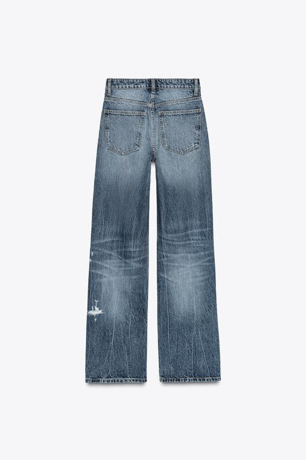 ZARA ДЖИНСЫ TRF WIDE-LEG С РАЗРЕЗАМИ И СРЕДНЕЙ ПОСАДКОЙ, СИНИЙ