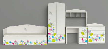 Стол письменный МАМА "Цветы", Белый