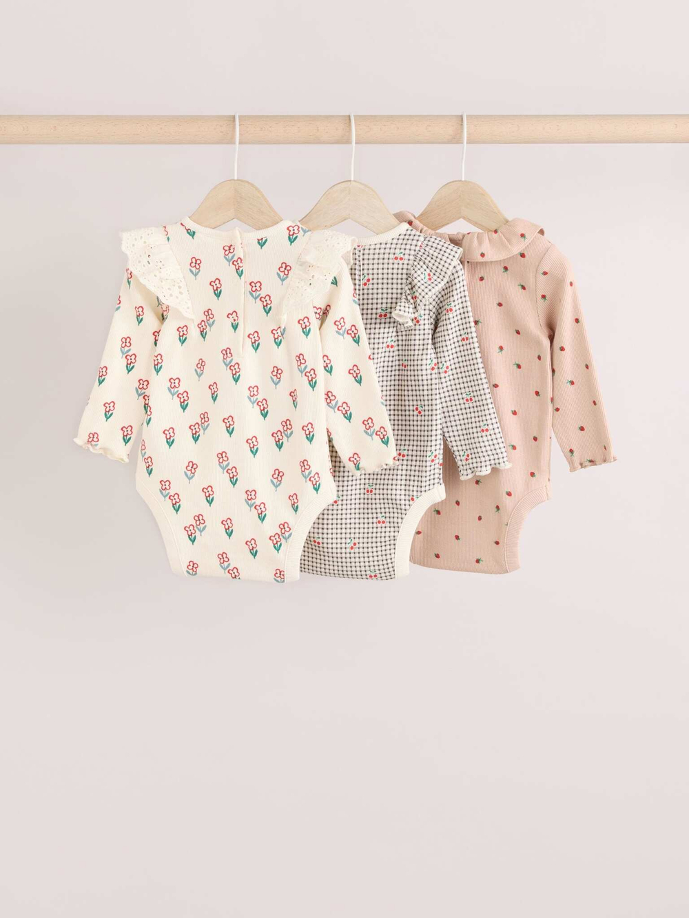 Боди с длинным рукавом для малышей Next E67-025, 3 шт., Молочный, Бежевый