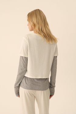 Лонгслив с футболкой (Ballet princess), серый с молочным