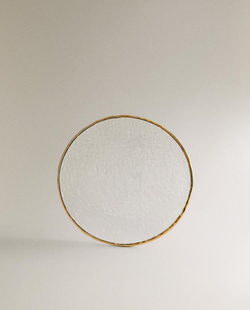 ZARA HOME ТАРЕЛКА С ЗОЛОТОЙ КАЙМОЙ, ПРОЗРАЧНЫЙ
