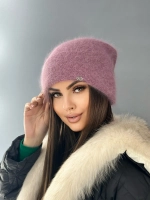 шапка зимняя вязаная ангора с пайетками