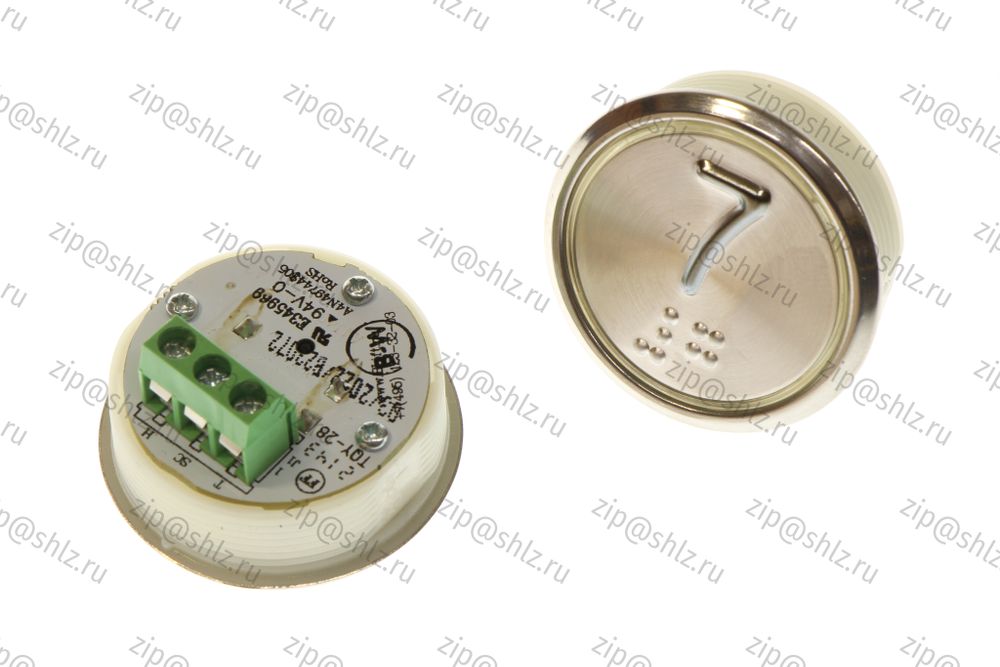Кнопка (кнопочный модуль) BBP-R331-CMPLT-D-W &quot;7 этаж&quot;, круглая, динамическая белая подсветка, Брайль.