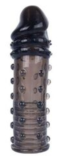 Черная насадка на пенис с пупырышками - 15 см.