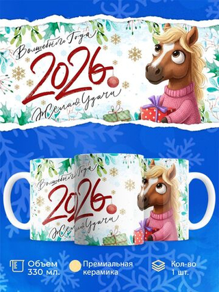 Кружка новый год 2026, 330мл, 1шт