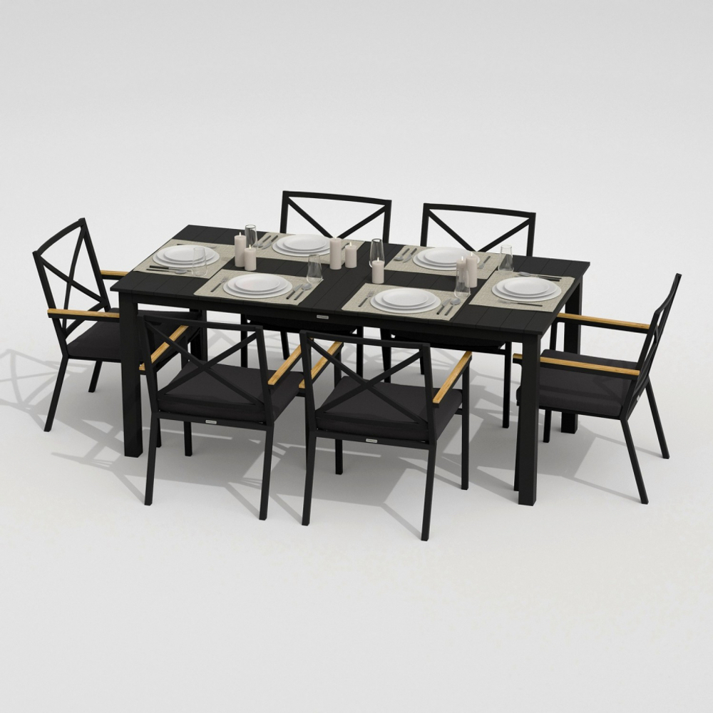 Обеденная группа ДОЛЛА ФЕСТА каркас карбон / стол алюминий 180 / ткань антрацит