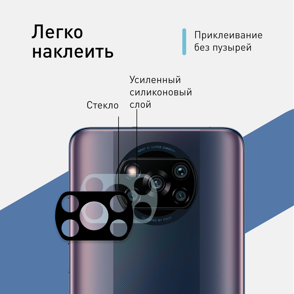 Стекло на камеру ROSCO для Poco X3 NFC;Poco X3 Pro оптом (арт. XM-PX3-3D-CAM-GLASS)