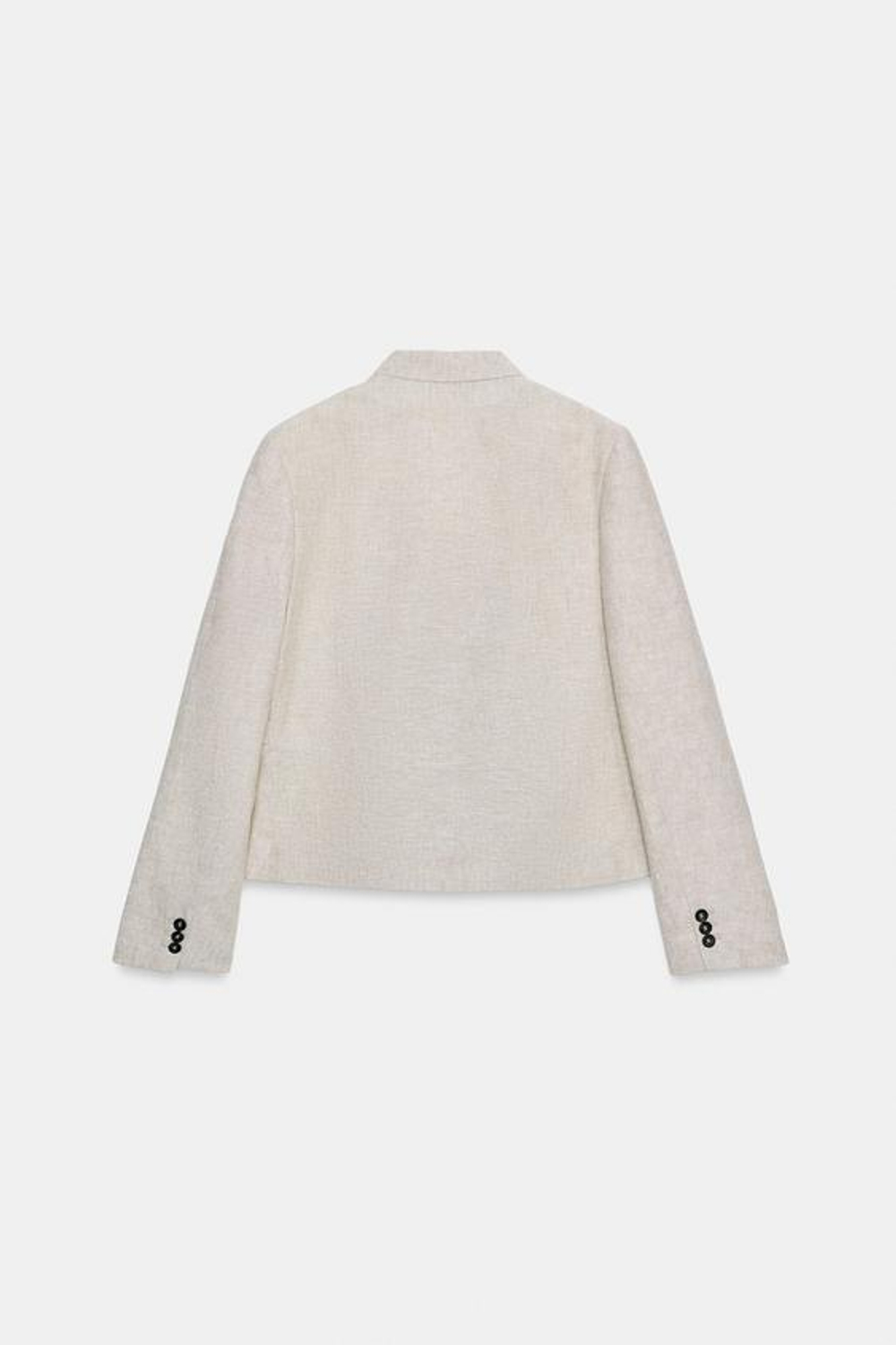 ZARA ПРЯМОЙ БЛЕЙЗЕР ИЗ СМЕСОВОГО ЛЬНА С ВЫТАЧКАМИ, ПЕСОЧНЫЙ МЕЛАНЖ