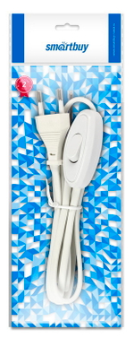 Шнур с плоской вилкой и проходным выключателем Smartbuy, 1,7 метра белый ШВВП 2х0,75 (SBE-06-P05-w)