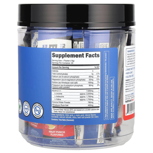 Nutricost, Performance, BCAA +, фруктовый пунш, 20 пакетиков по 13 г (0,5 унции)