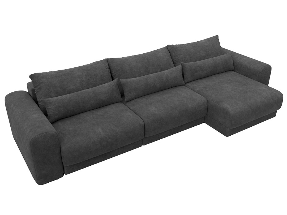 Диван угловой Лига-056 НПБ Лонг угол универсальный ВЕЛЮР BRUT 16 темно-серый