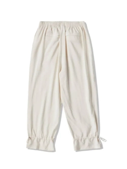 Брюки с высокой посадкой из вискозы и завязками на штанинах