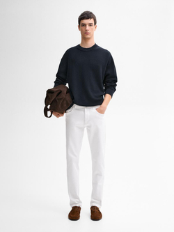 Massimo Dutti Зауженные джинсы из расшлихтованной ткани, белый