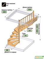 Лестница на второй этаж К-003м/5 Правая