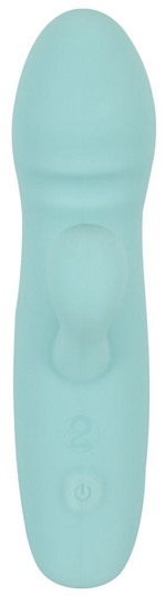 Бирюзовый мини-вибратор с клиторальным отростком Rabbit Vibrator - 15,5 см. (Цвет: бирюзовый)
