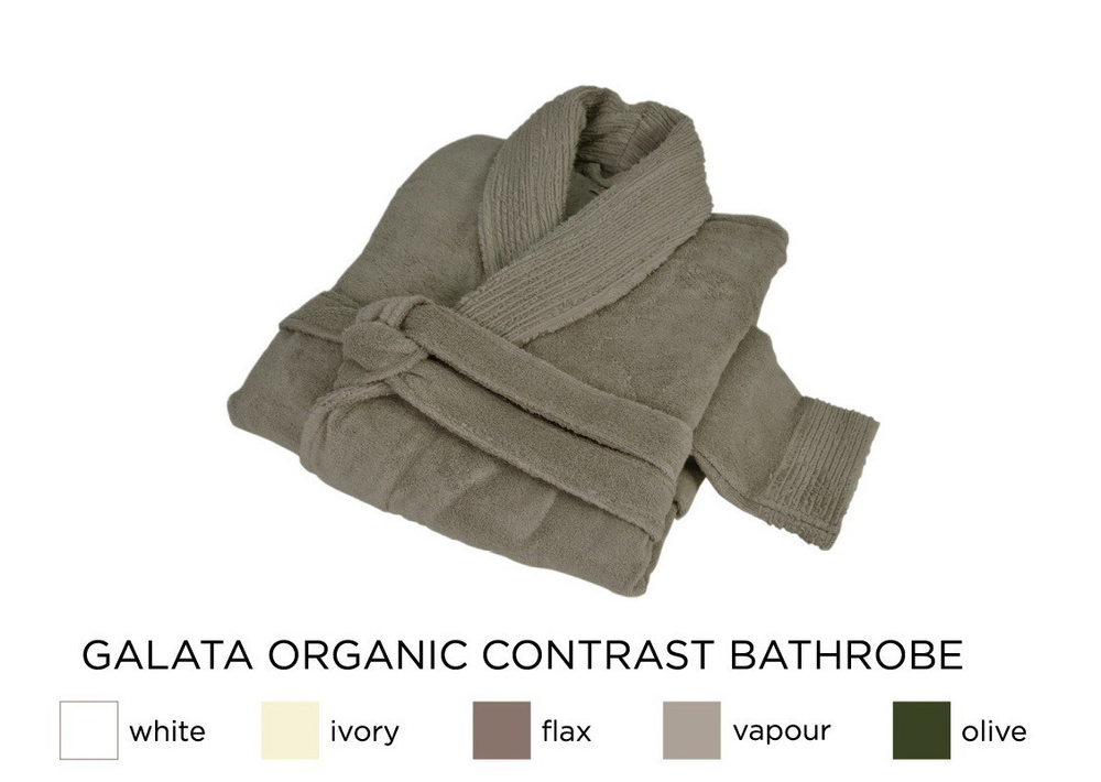 Халат Hamam махровый Galata Organic Contrast оливковый Турция фото 2