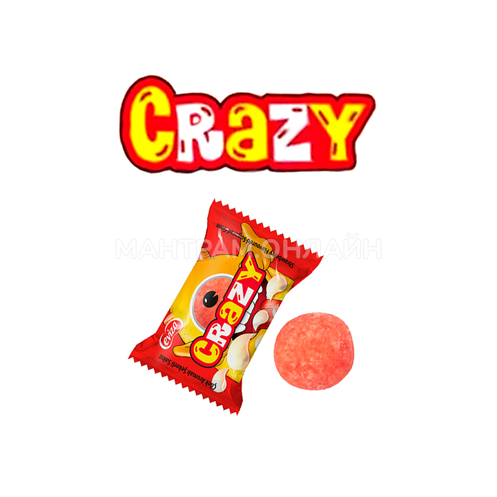 Жевательная резинка кислая Eviza Crazy Strawberry Flavoured Sugared Gum вкус клубника 3,5 г