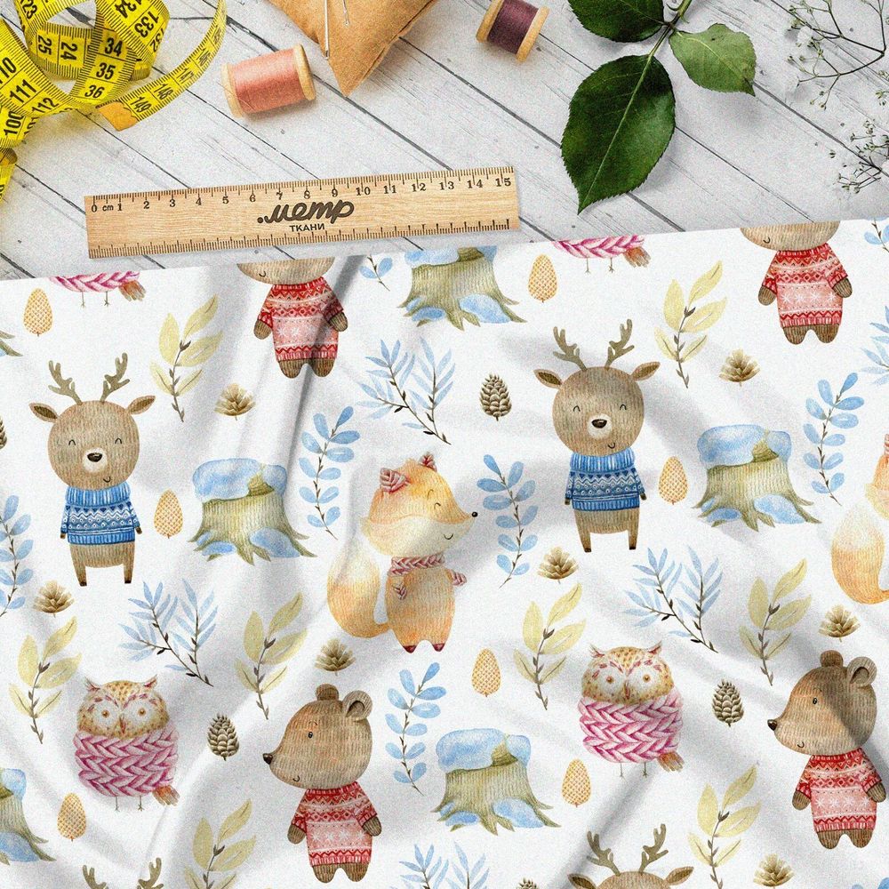 Ткань лен нежный, модный и свежий принт