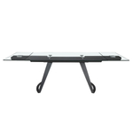 Прямоугольный раздвижной обеденный стол 1150 из стекла и черной стали