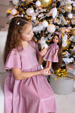 Платье блестящее "Звездочка" с люрексом, розовое