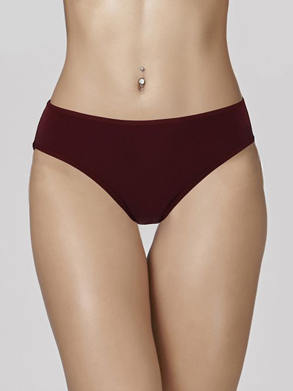 Хлопковые трусики-слипы со средней линией талии (Размер: L) (Цвет: бордовый)