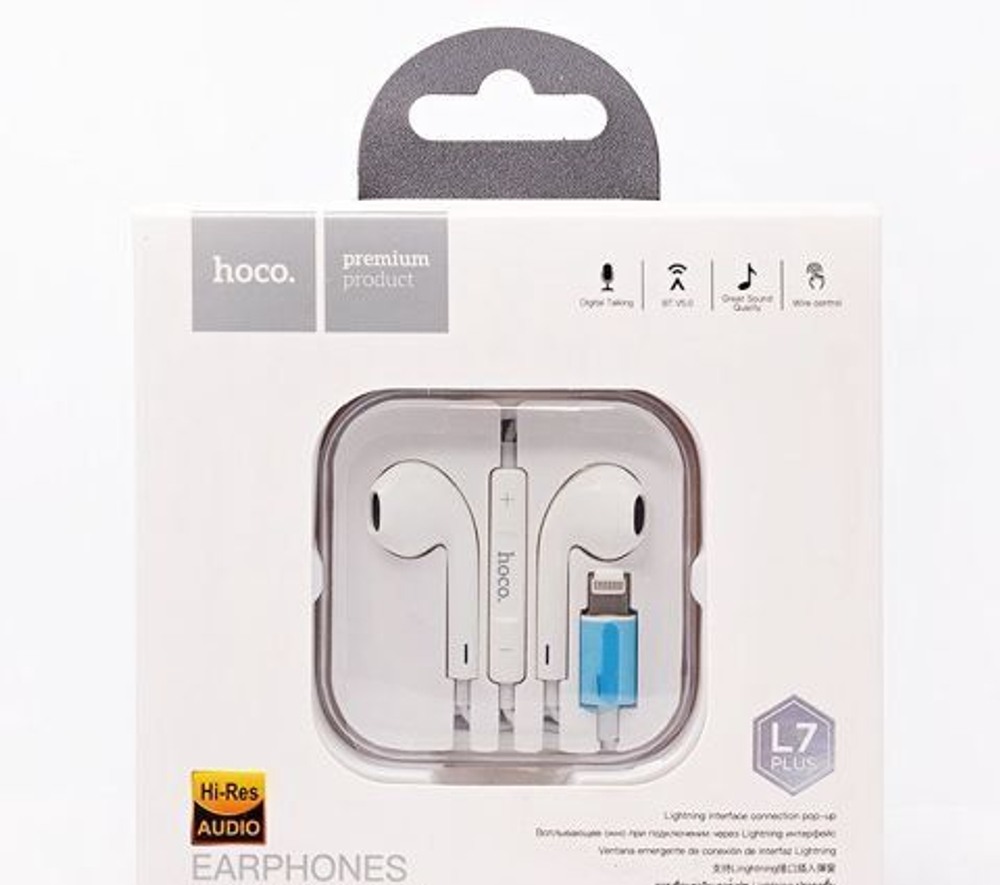 Гарнитура Hoco L7 Plus (вкладыши) Белая