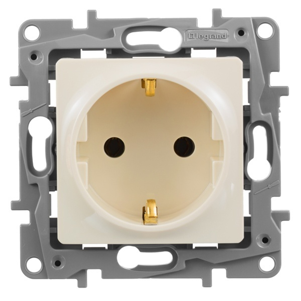 Розетка Legrand Etika с заземлением, винтовой зажим, слоновая кость (бежевый) 672321