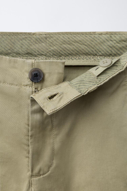 ZARA БРЮКИ ЧИНОС, ОЛИВКОВО-ЗЕЛЕНЫЙ