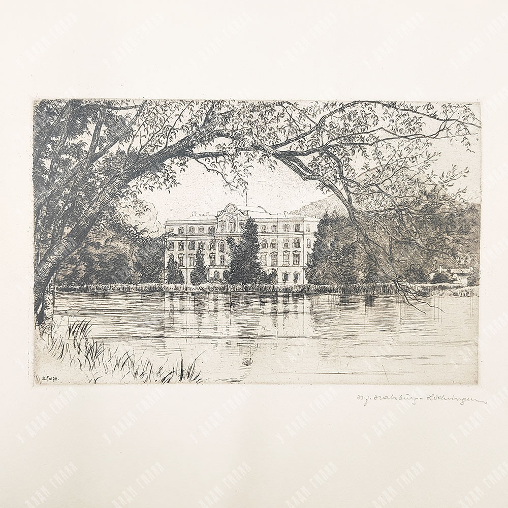 Генрих Фердинанд Австрийский. Замок Леопольдскрон. Офорт. Зальцбург. 1920-е гг.