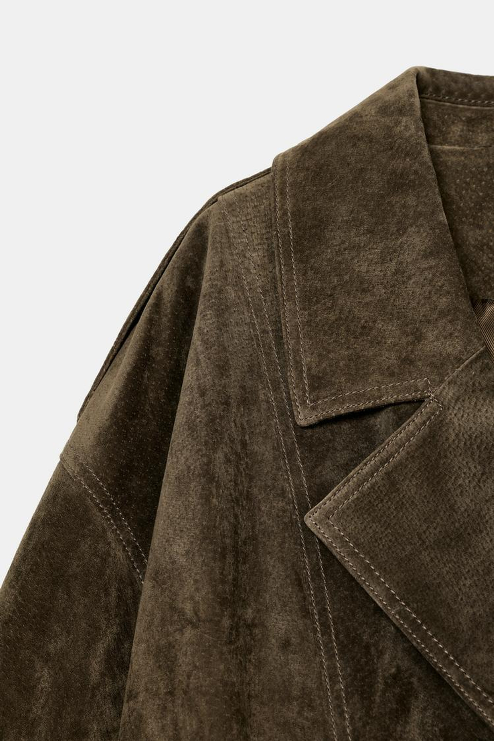 ZARA КУРТКА 100% ЗАМША С МЕХОМ, ХАКИ