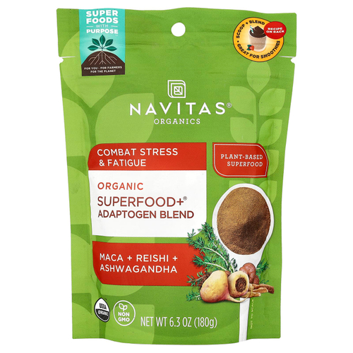 Navitas Organics, Superfood+ Adaptogen Blend, Maca + Reishi + Ashwagandha, 6.3 oz (180 g)