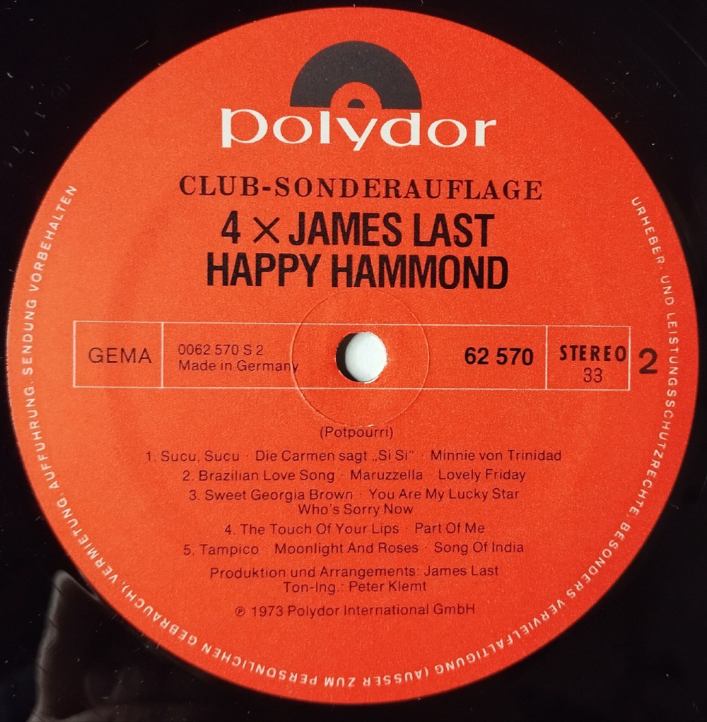 Винтажная виниловая пластинка LP 4 X James Last Джеймс Ласт (Germany 1974) El Condor Pasa