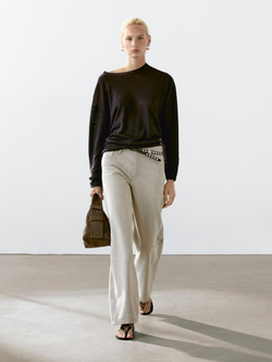 Massimo Dutti Свитер оверсайз из 100% льна, коричневый