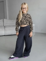 Лонгслив для девочки укороченный, зебра