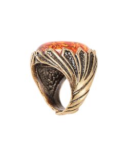 AM-2470 Кольцо «Льдинки» (латунь, янтарь)