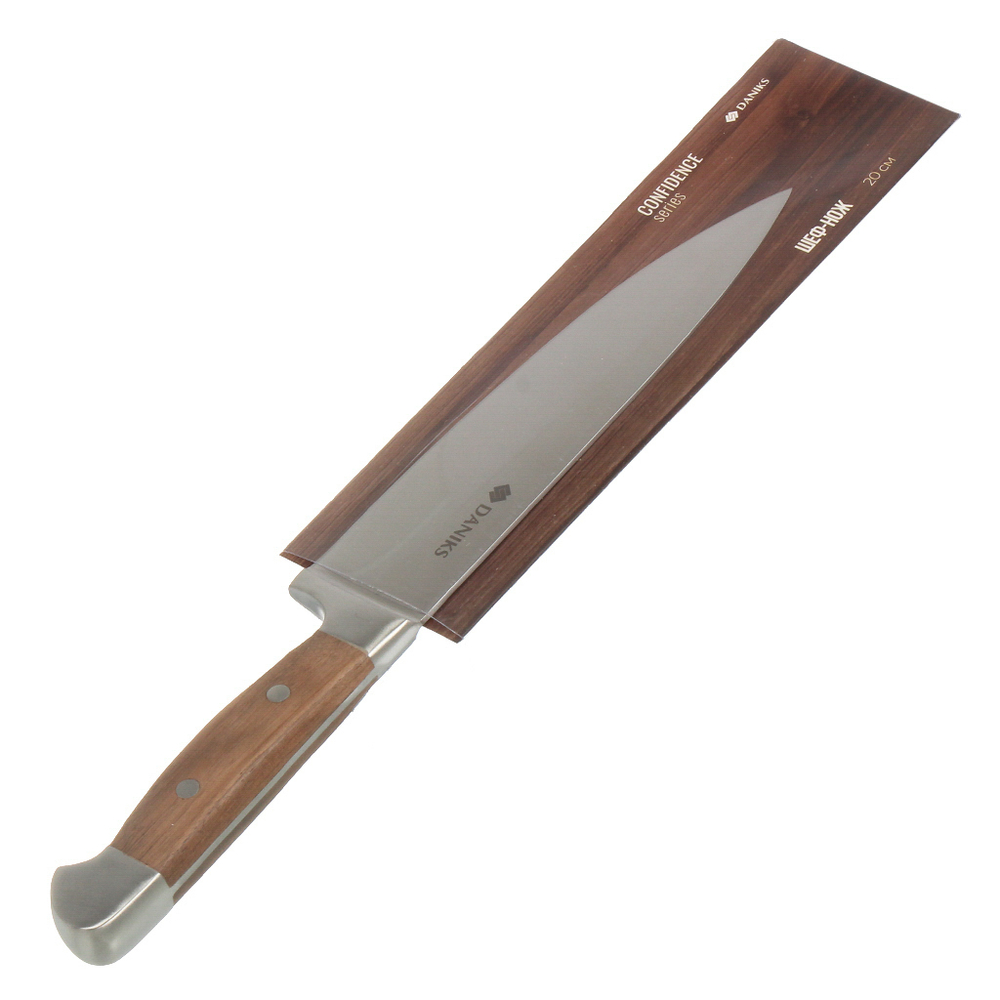 Нож кухонный Daniks, Confidence, шеф-нож, нерж сталь, 20 см, рук дерев, S-K43304-02