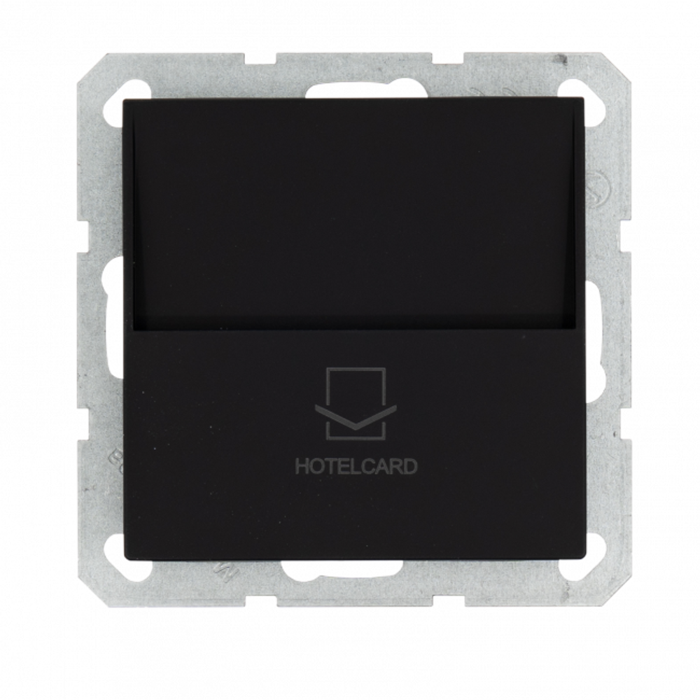Отельный карточный выключатель с накладкой 10А, 250В, цвет черный матовый